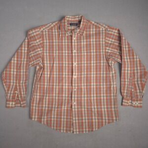 Roundtree & Yorke Mens Plaid Button Up Shirt Dress Casual Long Sleeve L